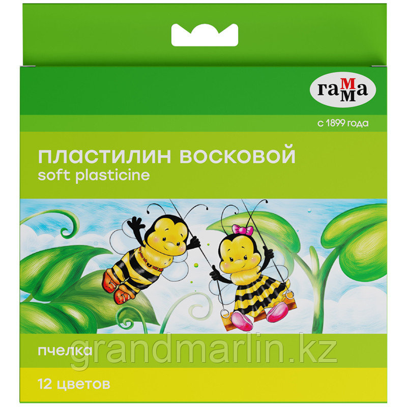 Пластилин восковой мягкий Гамма "Пчелка", 12 цветов, 180г, со стеком, картон. упак. - фото 5 - id-p107475323