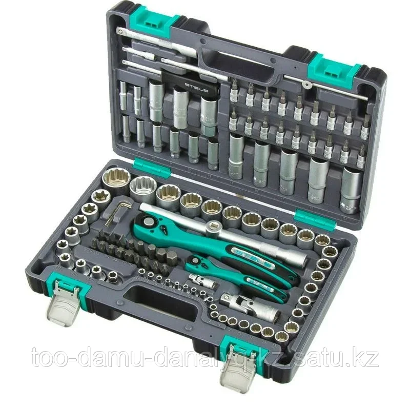 Набор инструментов 1/2". 1/4" CrV усиленный кейс 216 предмета Stels