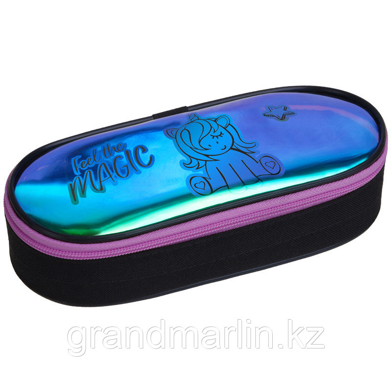 Пенал корпусный 1 отделение, 210*85*50 Berlingo "Star Unicorn", полиэстер, голографический ПВХ, фото 1