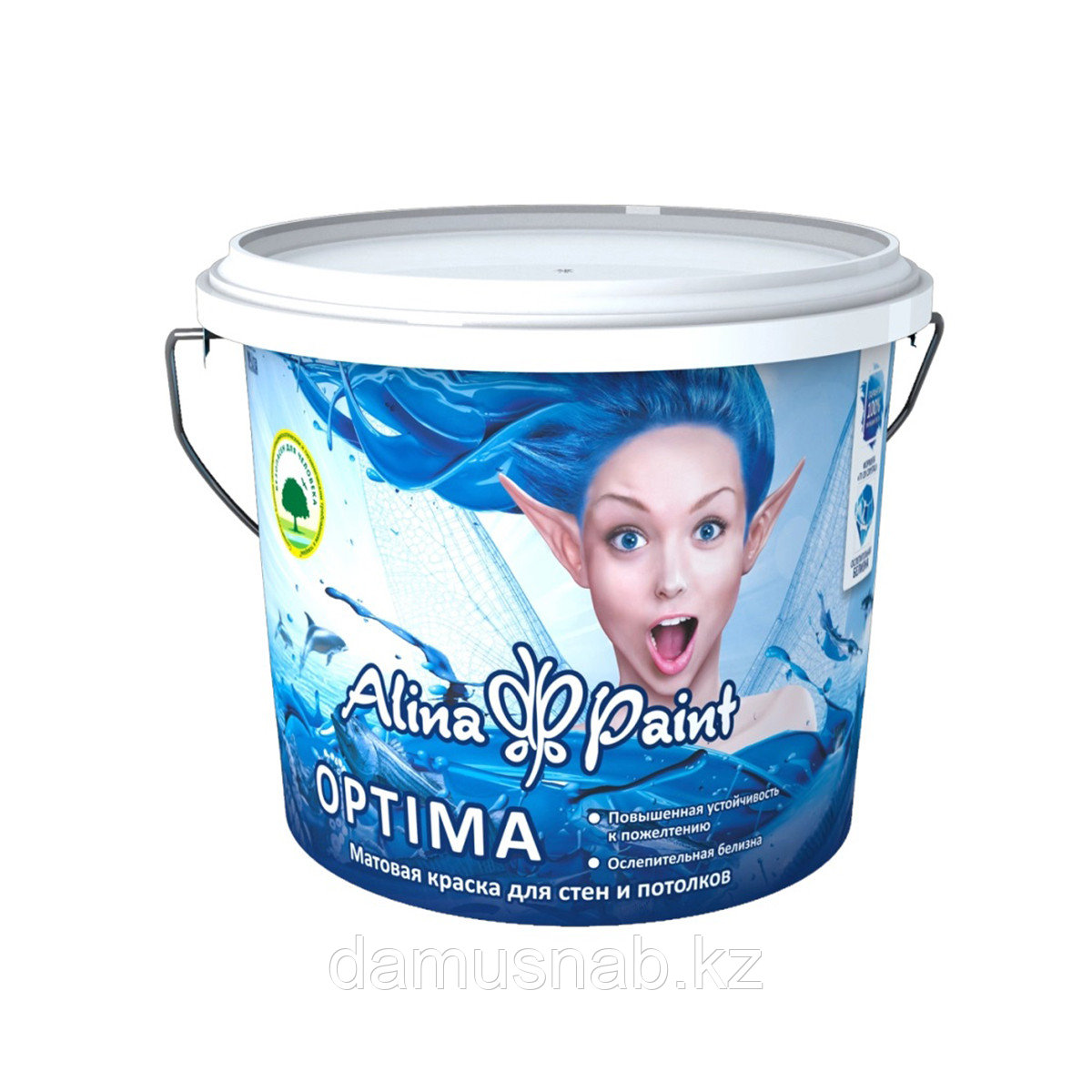 Краска водоэмульсионная Alina Paint OPTIMA 15 кг (интерьерная,супербелая, всесезонная) - фото 1 - id-p107478804