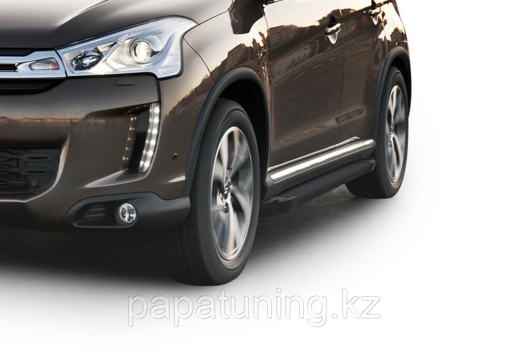 Пороги, подножки "Black" Citroen C4 Aircross 2012-2016