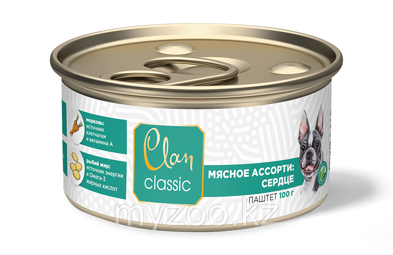 Clan Classic паштет для собак мясное ассорти с сердцем, брусникой и морковью, 100гр