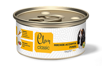 Clan Classic паштет для собак мясное ассорти с рубцом, брусникой и морковью, 100гр