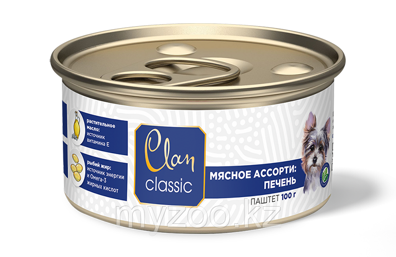 Clan Classic паштет для собакмясное ассорти с печенью, брусникой и ромашкой, 100гр - фото 1 - id-p107488421