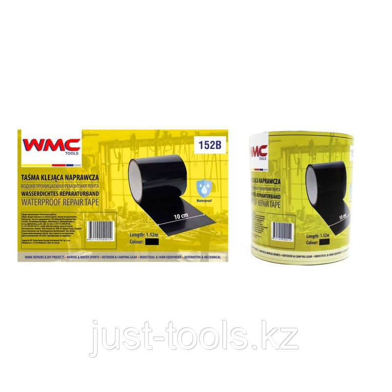 WMC tools Лента водонепроницаемая ремонтная ПВХ 10смх1.52м (черная) WMC TOOLS 152B 48248