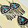 Комплект казахских национальных украшений из подвески и сережек с голубым камнем, фото 3