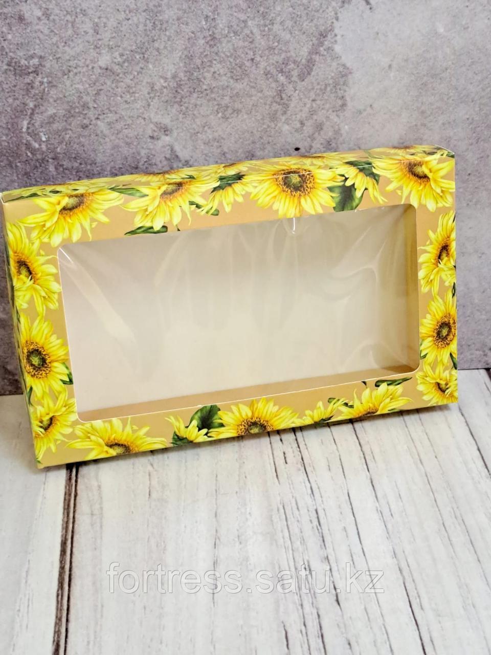 Коробка внешний размер 20*12*3 крышка с окном + дно,желтая(18*10*3 ...