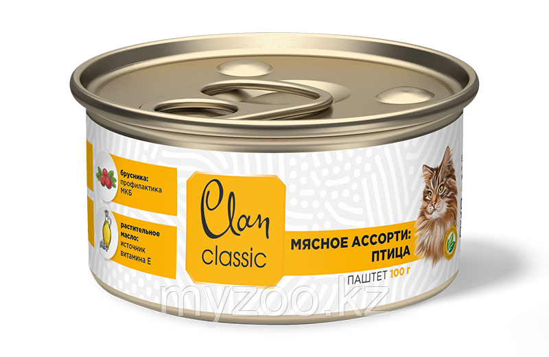 Clan Classic паштет для кошек с птицей, брусникой и морковью,100гр