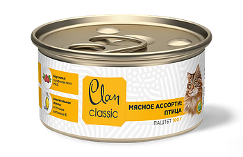 Clan Classic паштет для кошек с птицей, брусникой и морковью,100гр