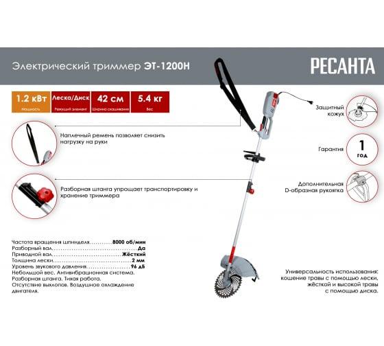 Электрический триммер Ресанта ЭТ-1200Н 70/1/21 - фото 5 - id-p107523938