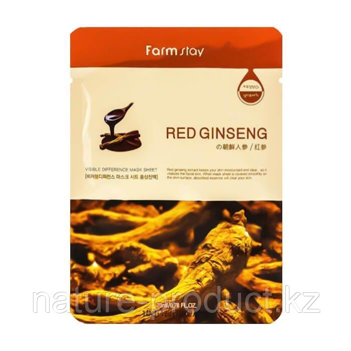 Тканевая маска с экстрактом красного женьшеня Red Ginseng Mask 23мл. Farm stay