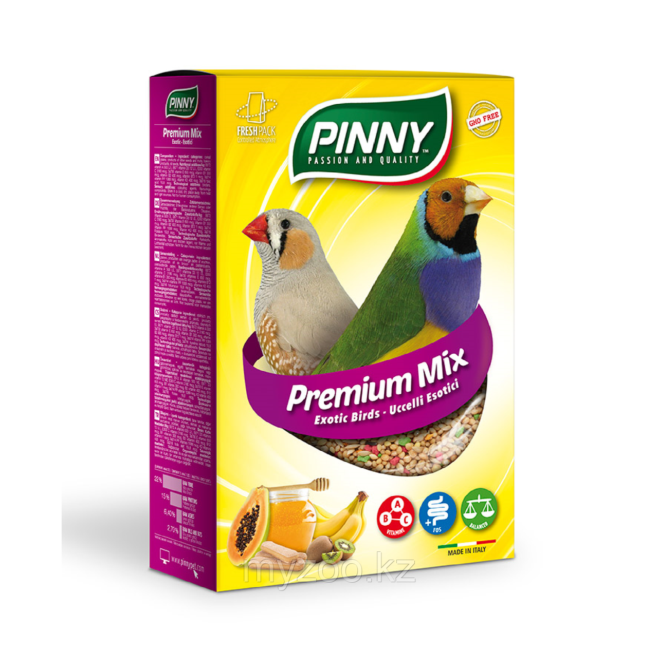 Pinny PREMIUM MIX FINCHES для экзотических птиц с фруктами и бисквитом, 800гр - фото 1 - id-p107527419