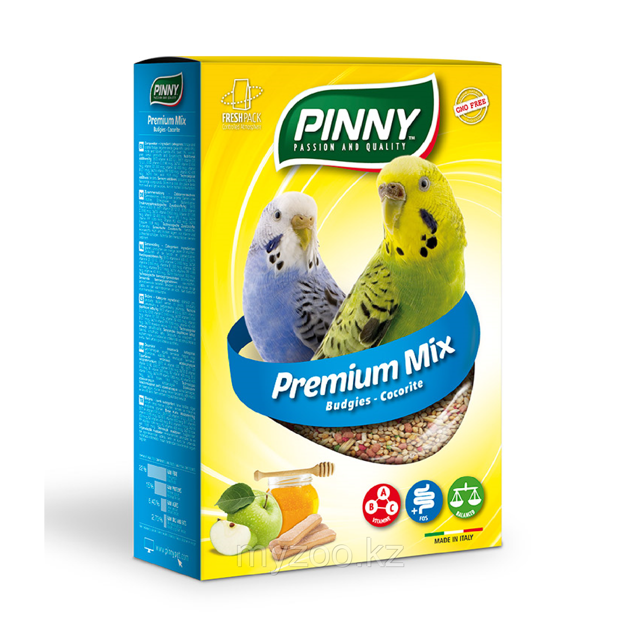 Pinny PREMIUM MIX BUDGIES для волнистых попугаев с фруктами и бисквитом , 800гр - фото 1 - id-p107527802