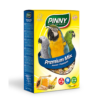 Pinny PREMIUM MIX PARROTS для средних и крупных попугаев с фруктами и бисквитом, 700гр
