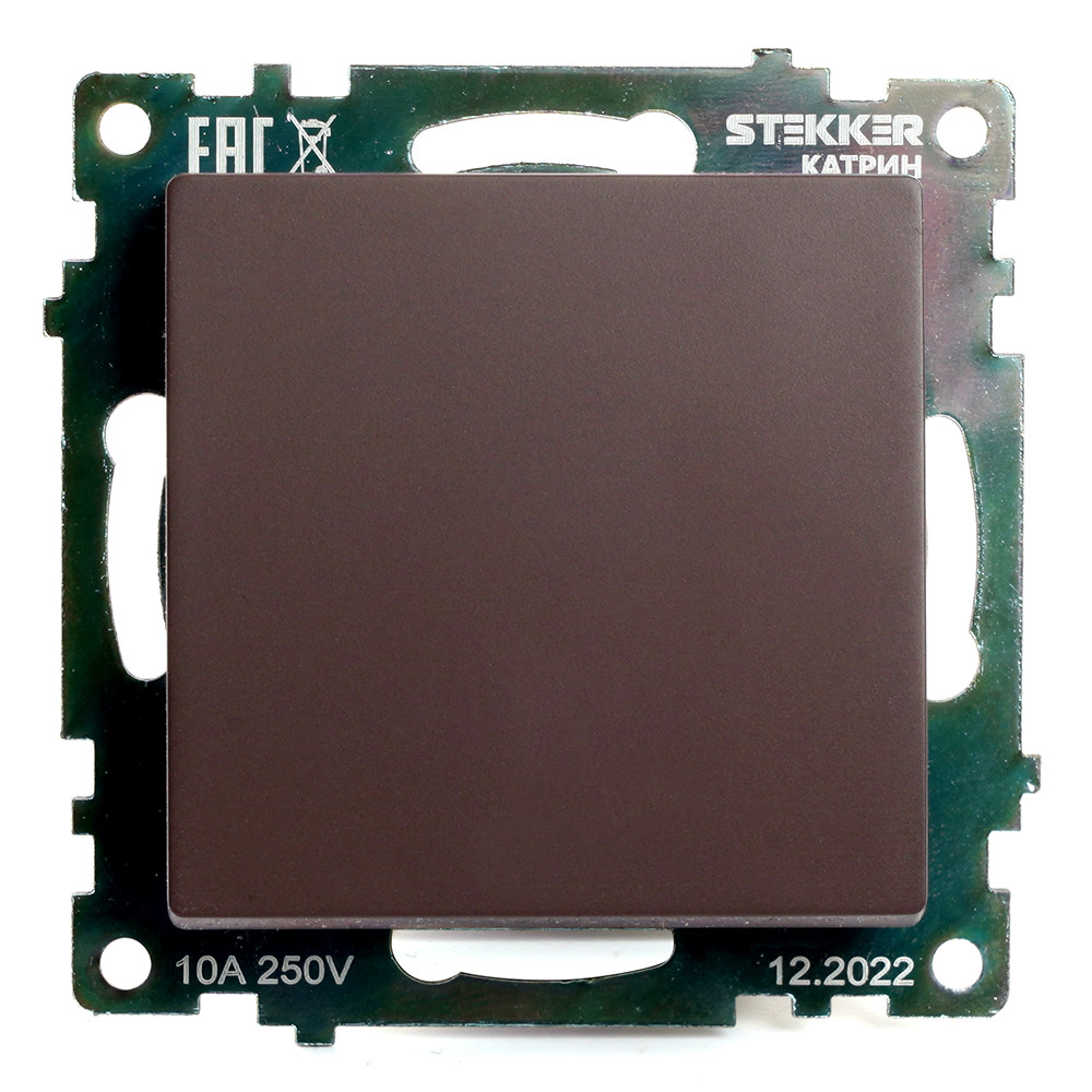 Переключатель 1-клавишный (механизм), STEKKER GLS10-7105-04, 250V, 10А, серия Катрин, шоколад, фото 1