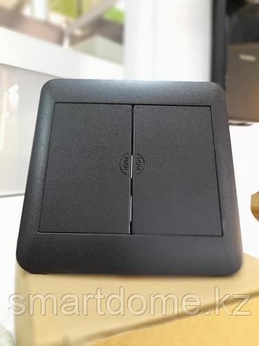 Напольный/настольный лючок на 2 модуля, металл, чёрный (id 107532345)