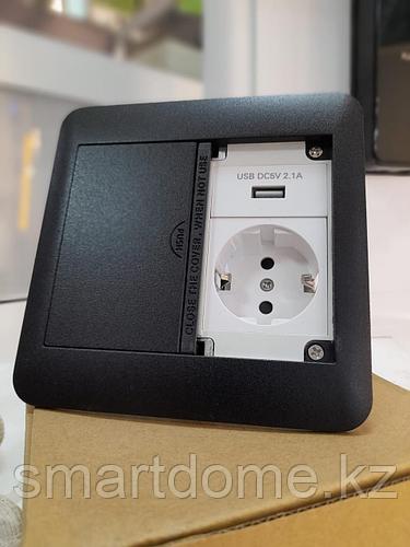 Напольный/настольный лючок на 2 модуля, металл, чёрный (id 107532345)