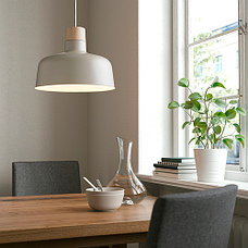 Светильник БУНКЕФЛУ, цвет арматуры: белый, цвет плафона: бежевый ИКЕА, IKEA, фото 2