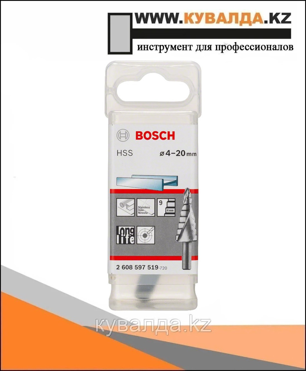 Ступенчатое сверло Bosch HSS, хвостовик с 3 фасками 4-20мм