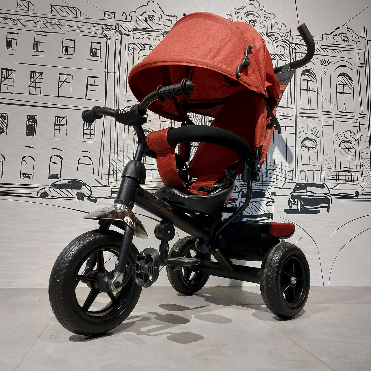 Детский трехколесный велосипед "Future" с родительской ручкой. Велоколяска. Красный. - фото 1 - id-p107535439