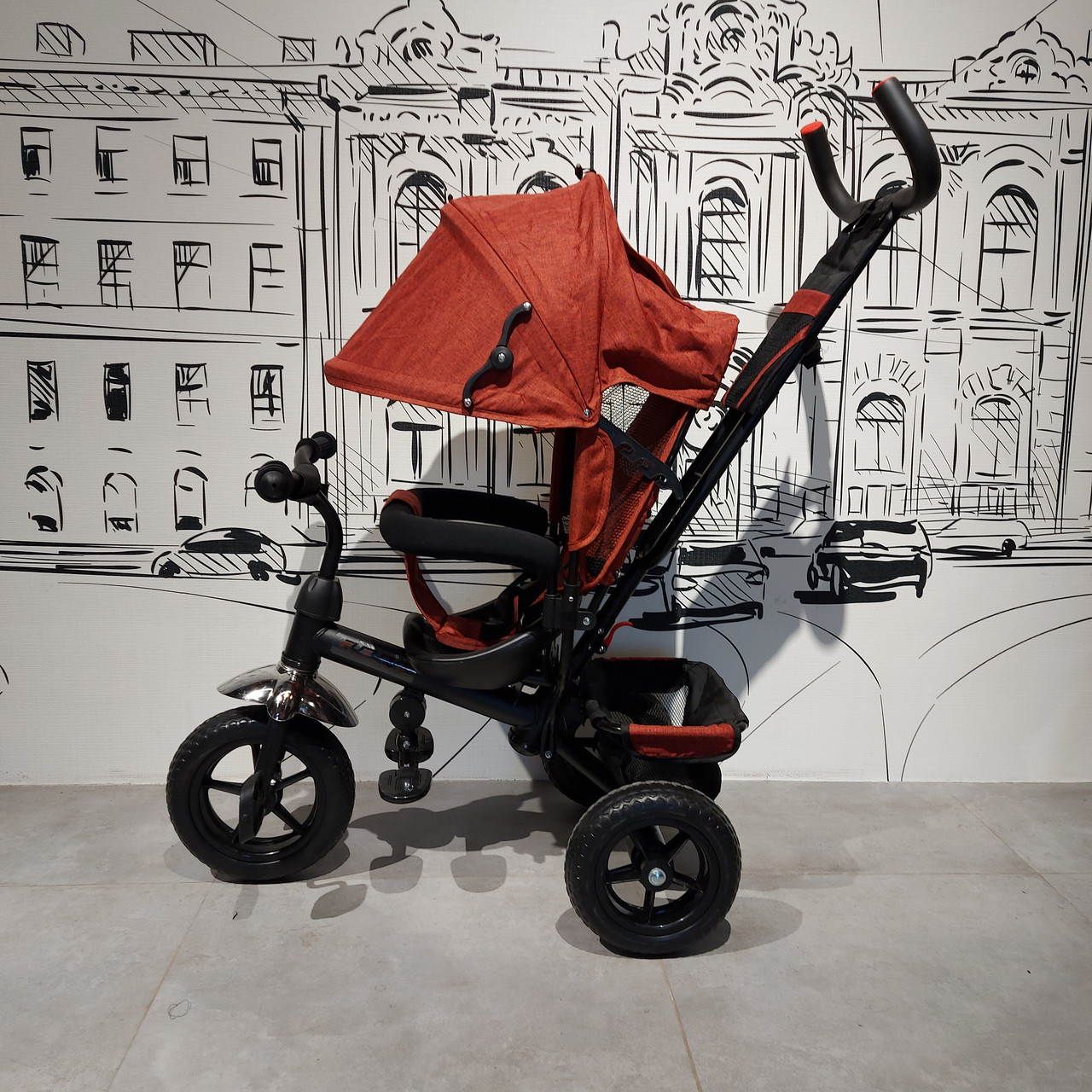 Детский трехколесный велосипед "Future" с родительской ручкой. Велоколяска. Красный. - фото 5 - id-p107535439