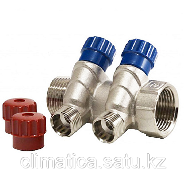 Коллектор VALTEC   1"х2 вых. 1/2" нар.,с регулировочными вентилями,  (VTc.560.N.0602)