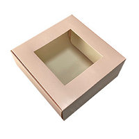 Подарочная коробка розовая с окном 20х20х8 см.