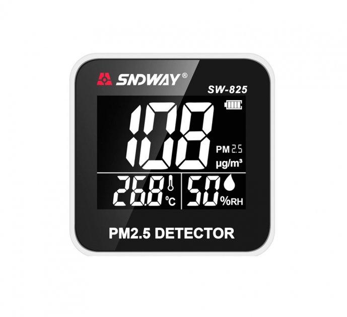 Анализатор качества воздуха датчик мелкодисперсной пыли уровня PM2.5 SNDWAY 825 монитор влажности, температуры, фото 1