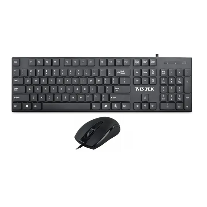 Комплект клавиатура+мышь Wintek WS-KB-510 (клавиатура: USB, рус/англ/каз, 1.5 м, чёрная; мышь: USB, 1000 dpi, - фото 1 - id-p107473636