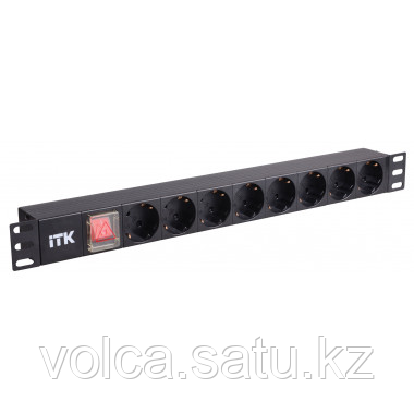 PH13-7D3 ITK PDU 7 розеток нем. стандарт, с LED выключателем и защитой от перенапряжения, без шнура, вх. C14,