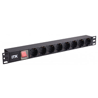 PH13-7D3 ITK PDU 7 розеток нем. стандарт, с LED выключателем и защитой от перенапряжения, без шнура, вх. C14,