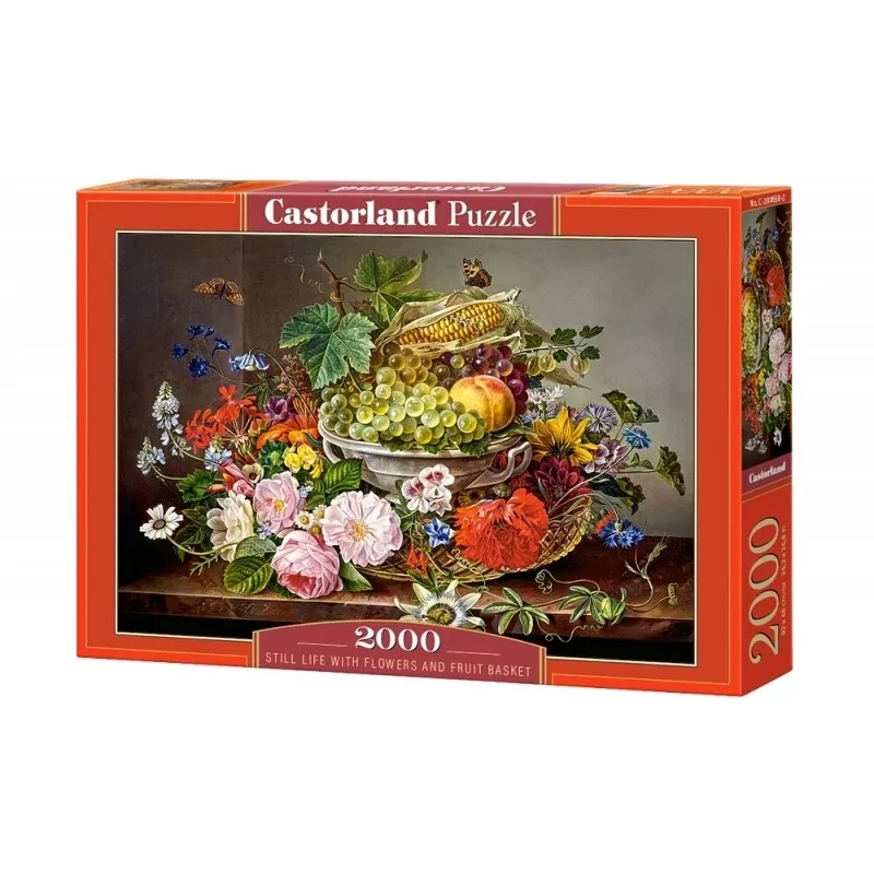 Пазл: Натюрморт с цветами и корзиной фруктов (2000 эл.) | Castorland Puzzle - фото 1 - id-p107548696
