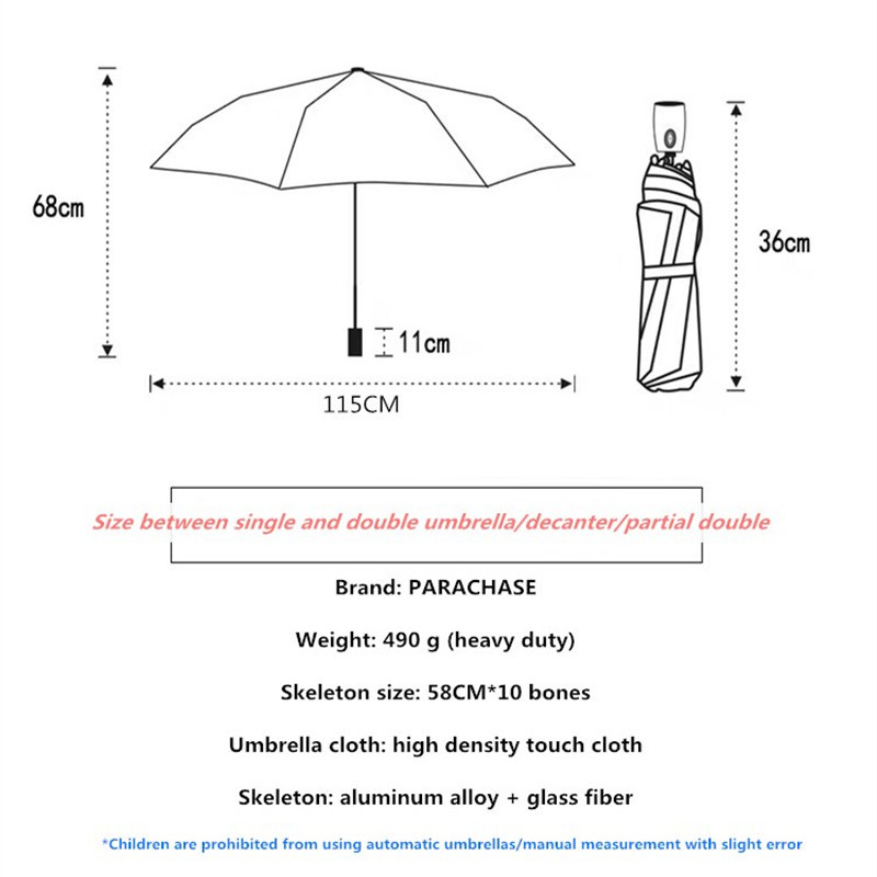 Зонтик Parachase 3236 складной (черный) - фото 6 - id-p107566046