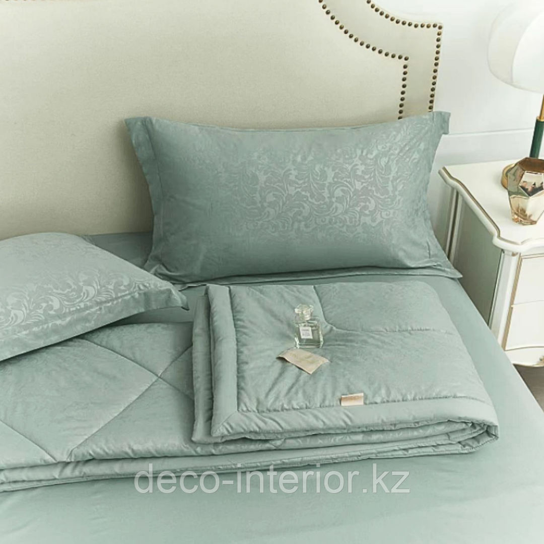 Комплект постельного белья из хлопка с бамбуковым одеялом и растительным принтом. - фото 9 - id-p107566025