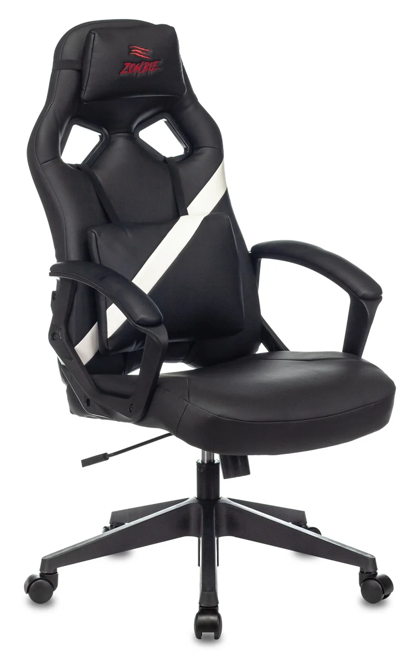 Компьютерное кресло Zombie DRIVER игровое, обивка: искусственная кожа, цвет: черный / белый
