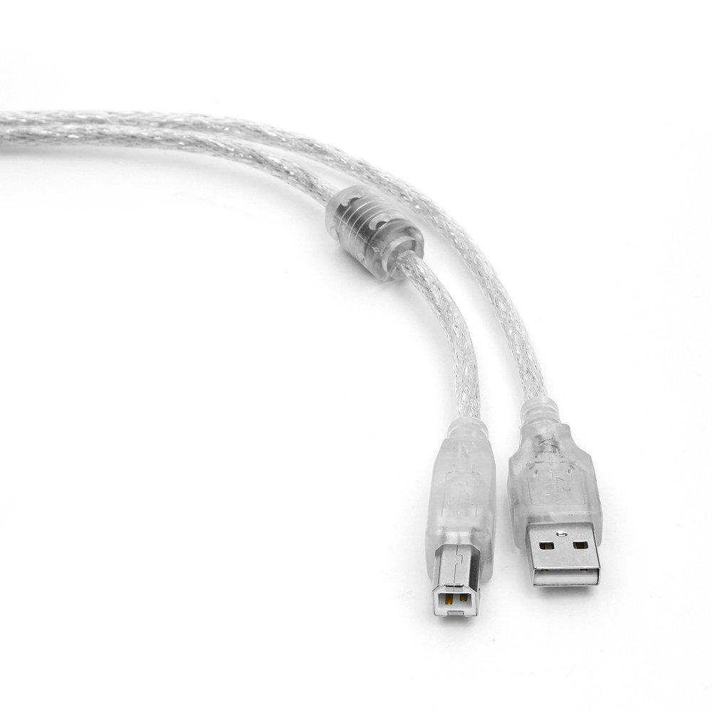 Cablexpert CCF-USB2-AMBM-TR-15 Кабель USB 2.0 Pro AM/BM, 4,5м, экран, феррит.кольцо, прозрачный
