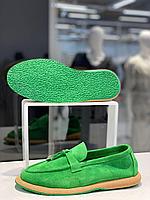 Замшевые лоферы женские  "Marani Magli"  зеленого цвета. Кожаная качественная женская обувь., фото 5
