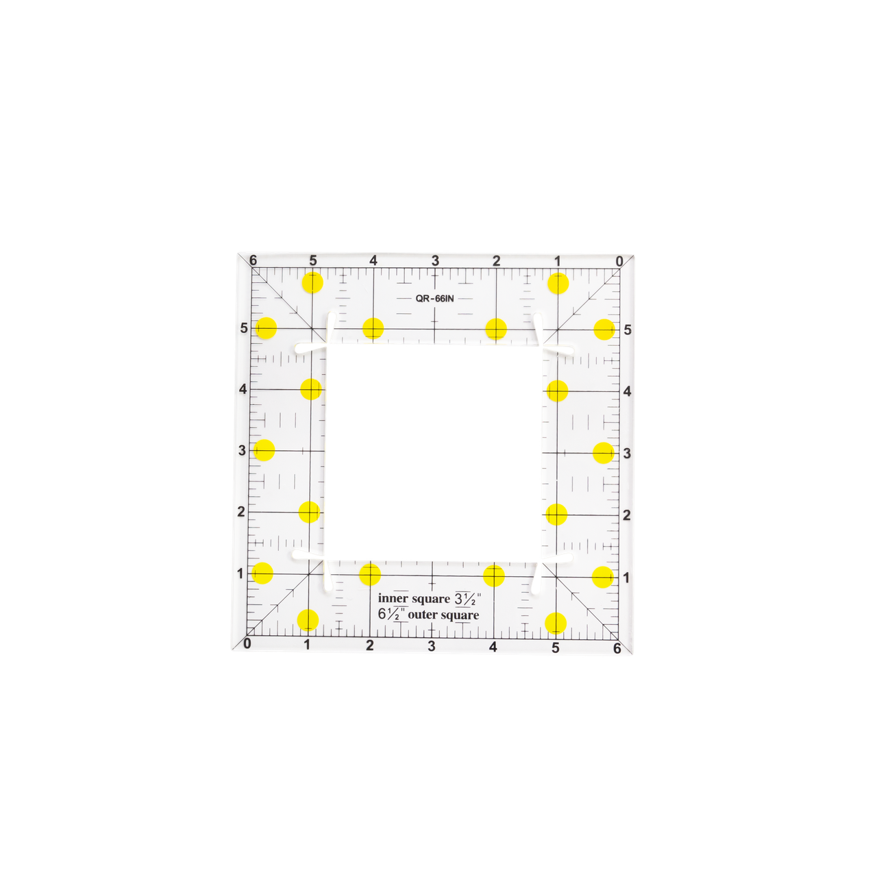 Линейка для квилтинга и пэчворка, квадрат с окном, 16,5x16,5 желтая - фото 1 - id-p107575144