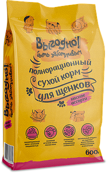 Выгодно для щенков крупных пород «МЯСНОЕ АССОРТИ», 600гр