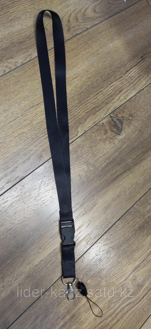 Шнурок для бейджа с пластиковым карабином черный - фото 2 - id-p107575826
