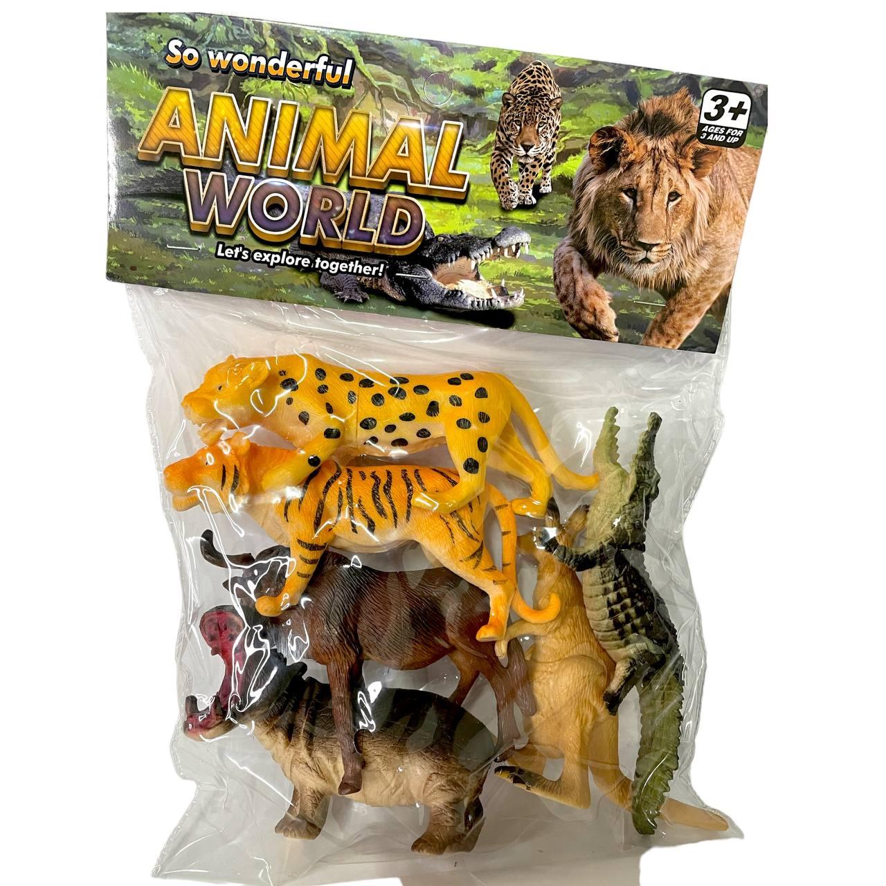 Q202-6 Animal world дикие животные 6шт в пакете 30*22см
