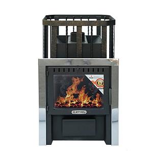 Печь для бани сетка Катунь с панорамным стеклом (НМК), до 24 м3