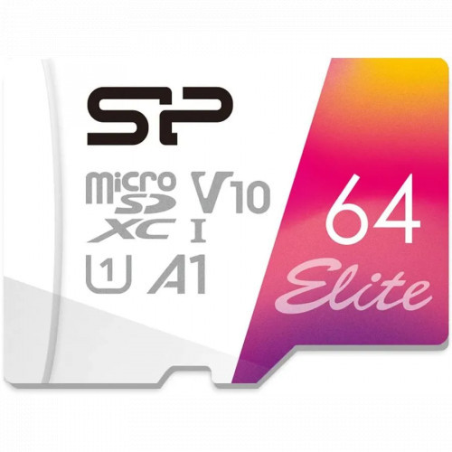 Silicon Power Elite A1 microSDXC Class 10 UHS-I U1 + SD адаптер флеш (flash) карты (SP064GBSTXBV1V20SP) - фото 1 - id-p107577341