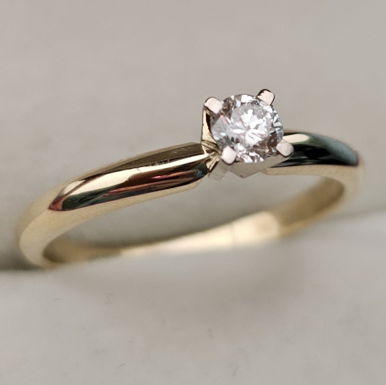 Золотое кольцо с бриллиантом 0.21Сt SI2/G G-Cut - фото 2 - id-p107422432