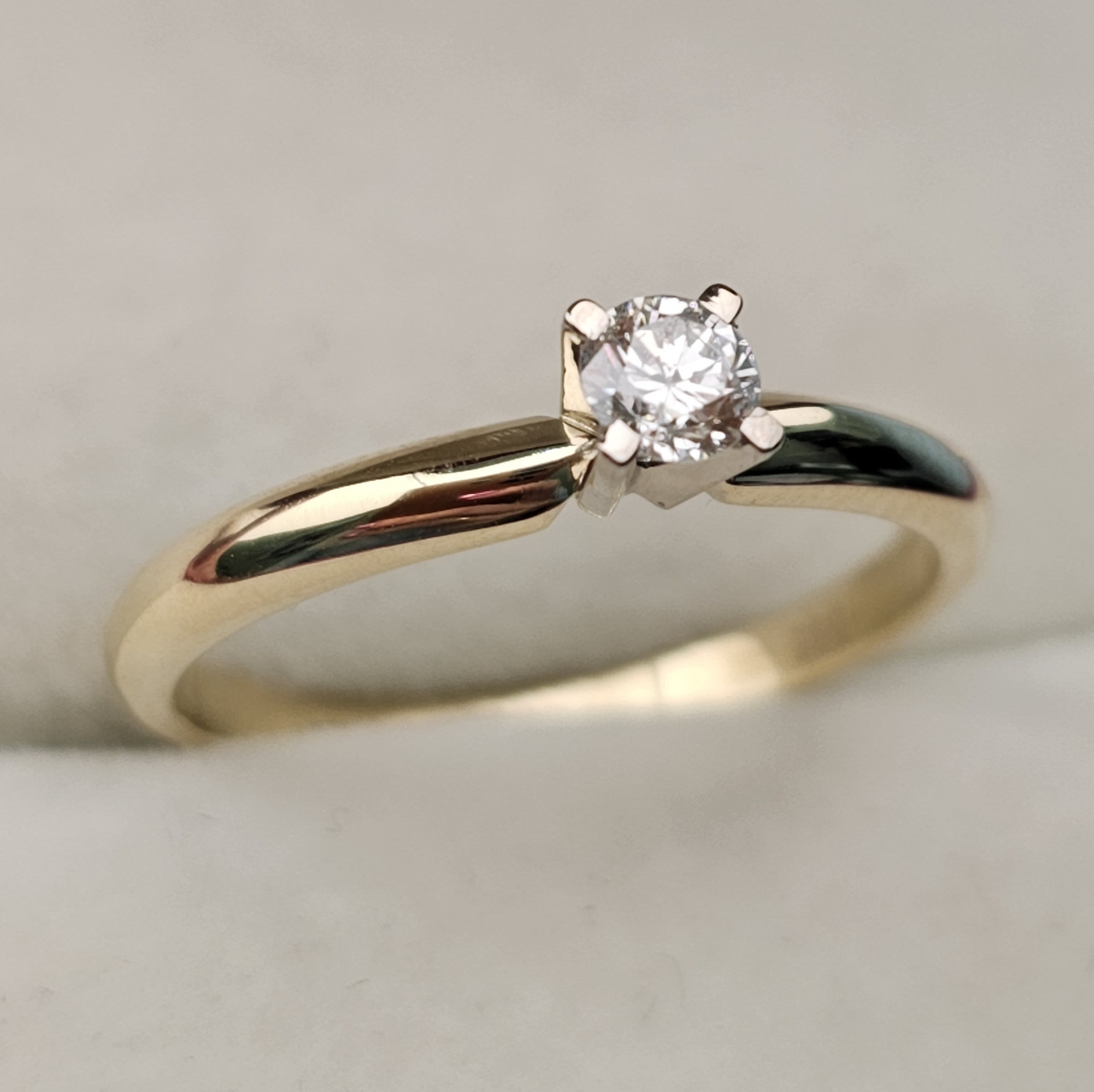 Золотое кольцо с бриллиантом 0.21Сt SI2/G G-Cut - фото 3 - id-p107422432