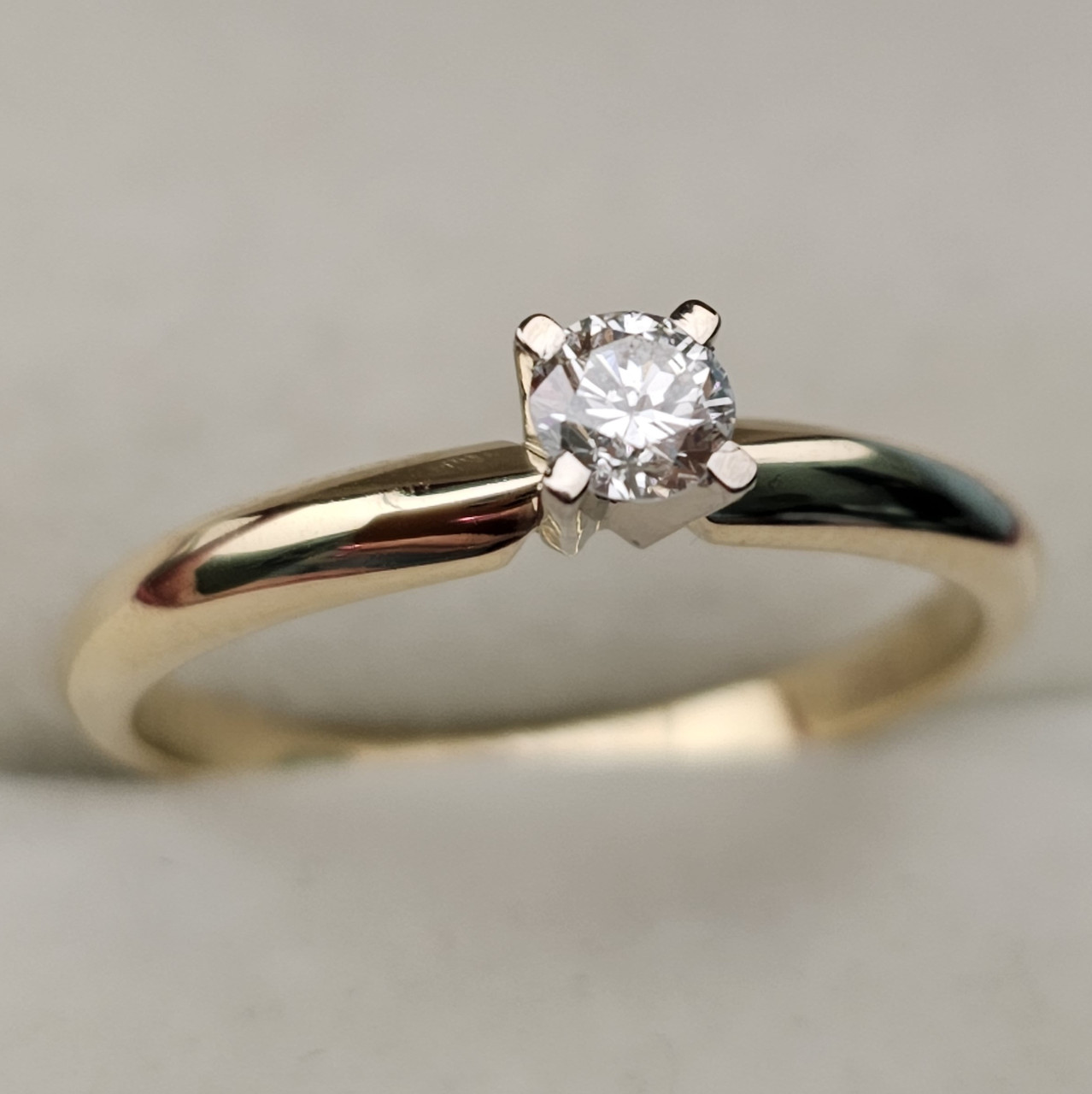 Золотое кольцо с бриллиантом 0.21Сt SI2/G G-Cut - фото 1 - id-p107422432