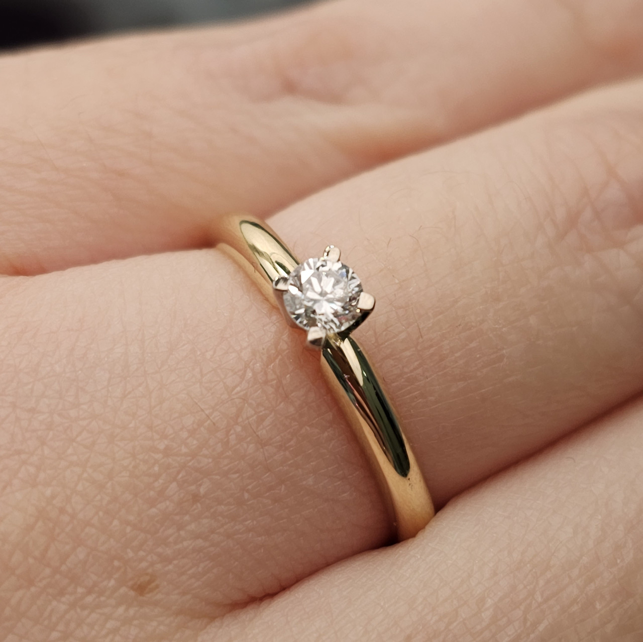 Золотое кольцо с бриллиантом 0.21Сt SI2/G G-Cut - фото 8 - id-p107422432