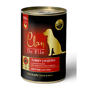 Clan De File для собак всех пород филе мяса Индейка, 340 гр