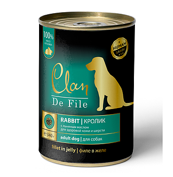 Clan De File для собак всех пород филе мяса Кролик, 340 гр