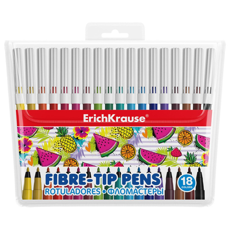 Фломастеры ErichKrause Washable смываемые, 18 цветов